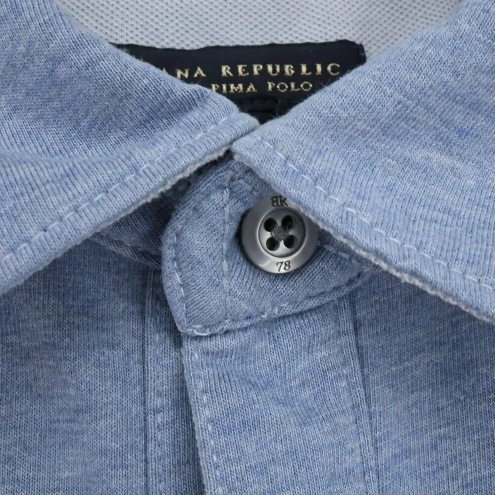 Banana Republic Polo Shirt Mens XL Blue Fitted Pima All Cotton Knit Preppy